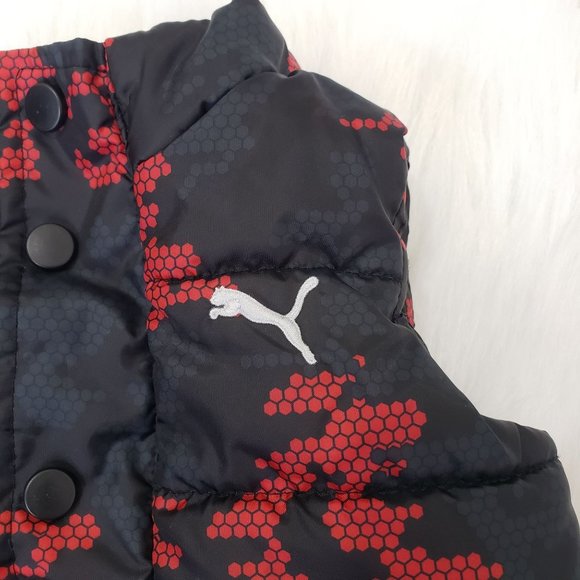 Puma snap front dot camouflage print puffer vest with pockets - Picture 8 of 9